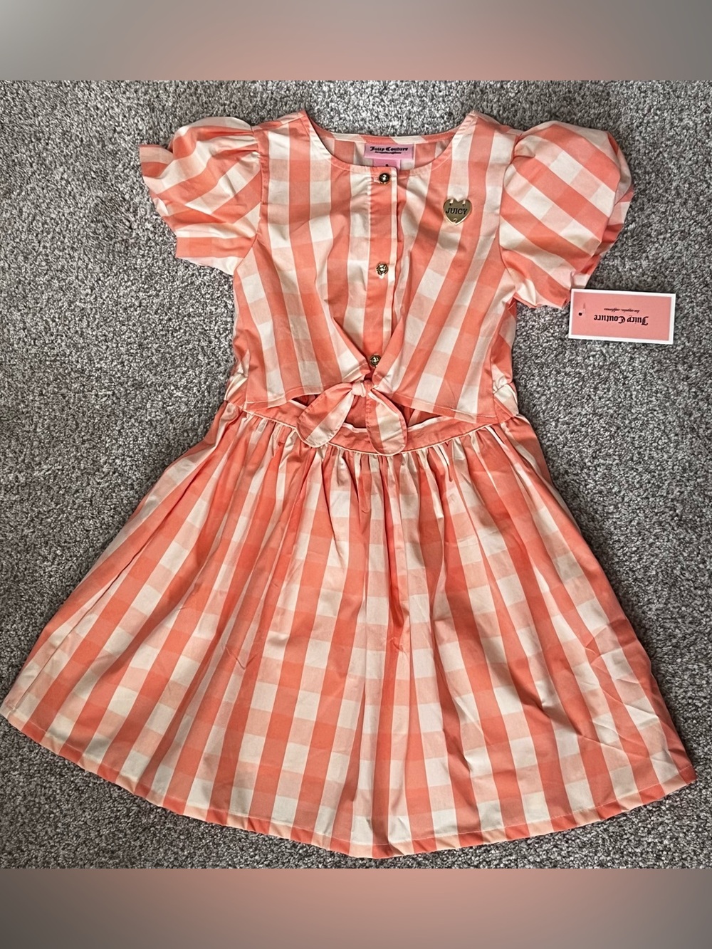 Juicy Couture Peach & Cream with Puff Sleeve Dress Kids